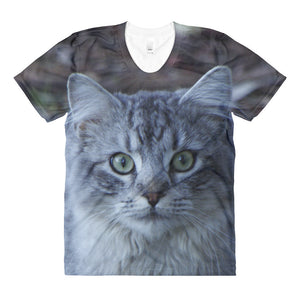 The Watchful Cat - Women’s Crew Neck T-Shirt - Full Front Image