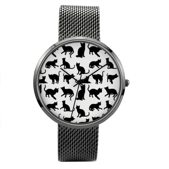 Shadow Cats - 30 Meters Waterproof Quartz Fashion Watch With Casual Stainless Steel Band