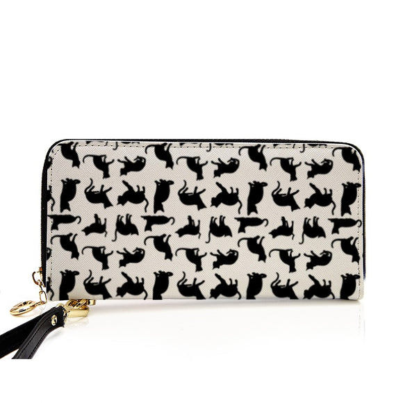 Shadow cats Men and Women's PU Leather Wallet around Long Clutch Purse