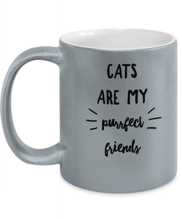 Cats are my purrfect friends - Sparkly Silver mug
