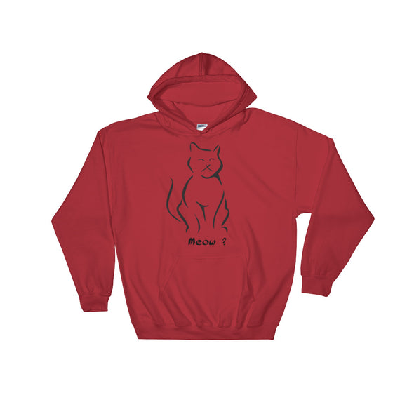 Meow -  Black Artwork - Hooded Sweatshirt