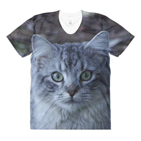 The Watchful Cat - Women’s Crew Neck T-Shirt - Full Front Image