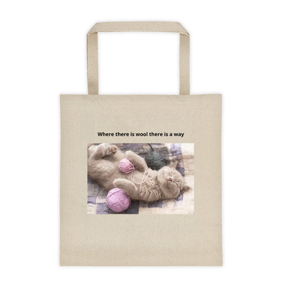 Where there is wool there is a way - Canvas Tote Bag - Wool, knitting, crochet