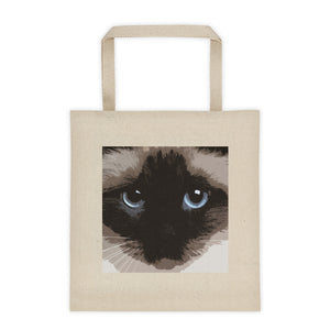 I am watching you hooman - Siamese blue eyed cat - Canvas Tote