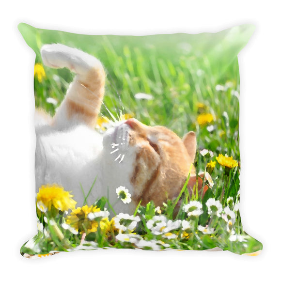 Flower Cat 1 - Square Cushion with inner