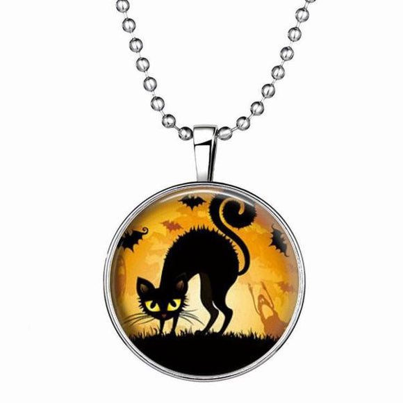 The Arching Cat Necklace with silver finish